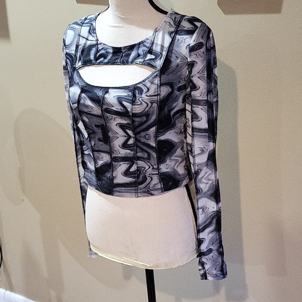 Dolls Kill Pretty Garbage Swirl Mesh Top